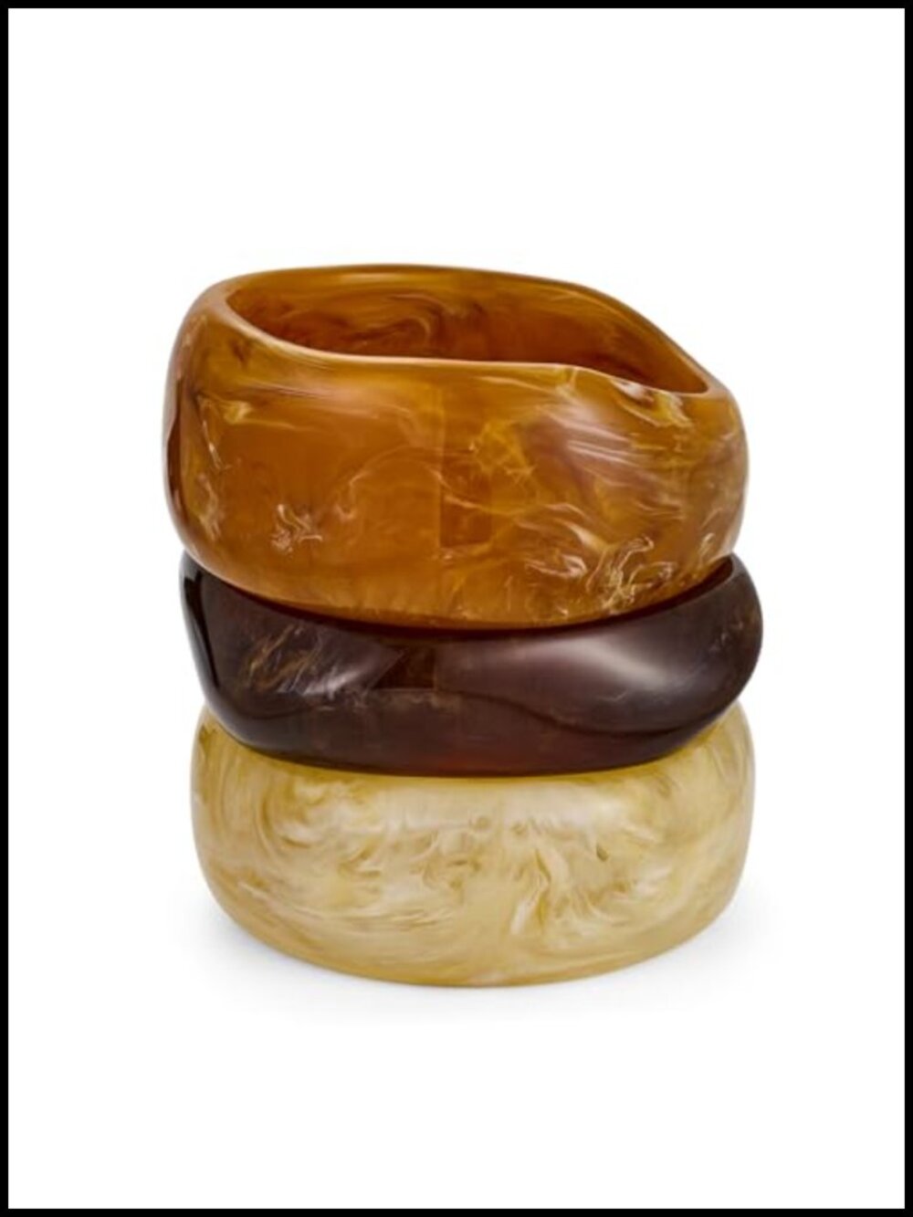 Chunky Acrylic Resin Bangle Bracelet Set Vintage Boho Statement Jewelry 3pc